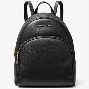 Michael Kors Abbey Medium Pebbled Leather Backpack Black